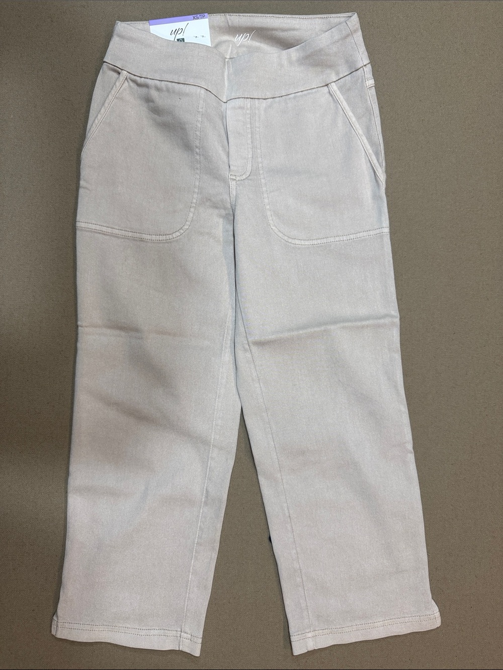 UP! Signature Women's Wide Leg Capris in Light Taupe
